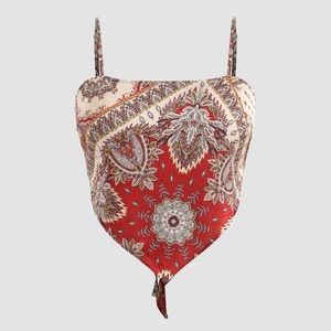 NWT Cider Curve Paisley Bow tie Bandana Top